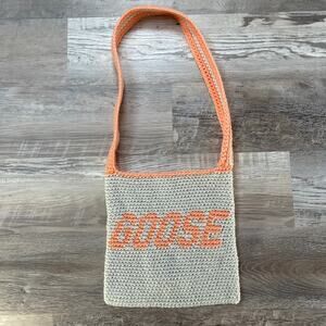 Handmade Crochet Goose Shoulder Bag Cream & Orange Retro Animalcore Tote